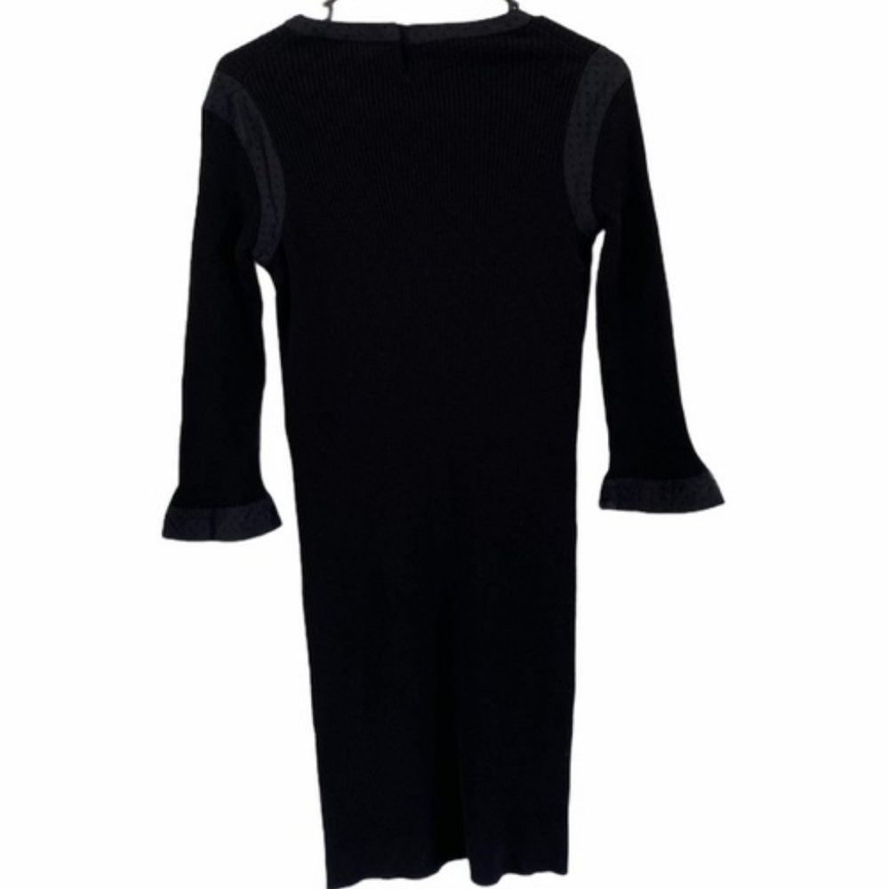Classic Chanel Solid Black Ribbed Stretch Dress - image 2